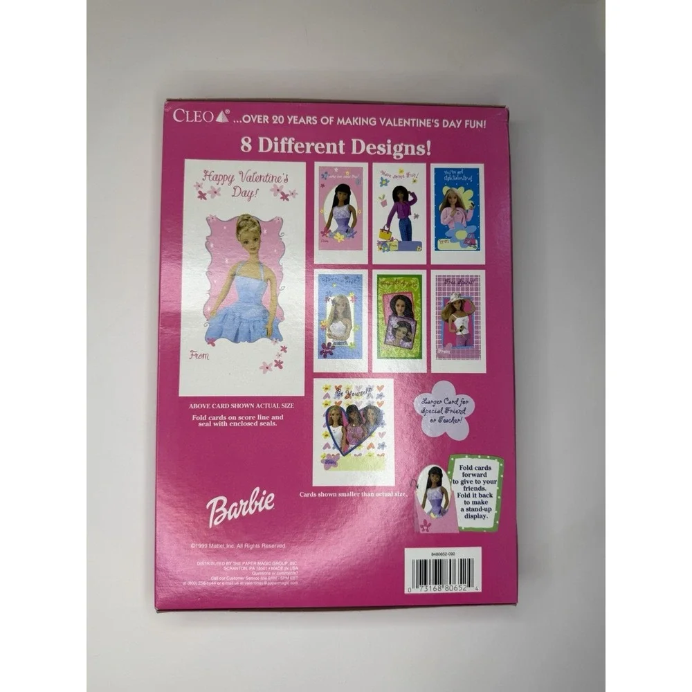 Barbie 40 Stand-Up Valentines Kit Treat Sacks 8 Designs Vintage Valentine's Day